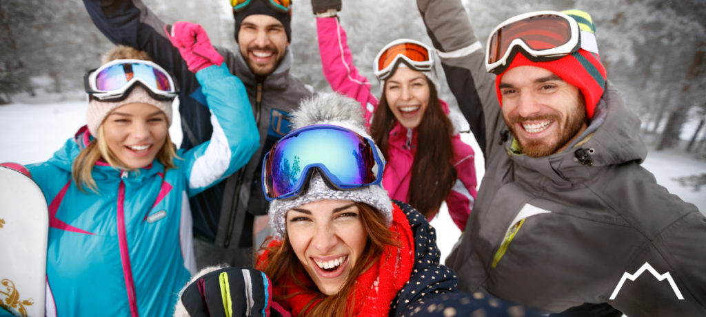 Five Happy Skiers